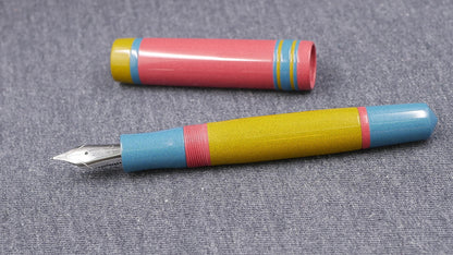 Knickerbocker - Medium - Nikko Cherry, Yellow, Light Blue ebonites - #6 nib