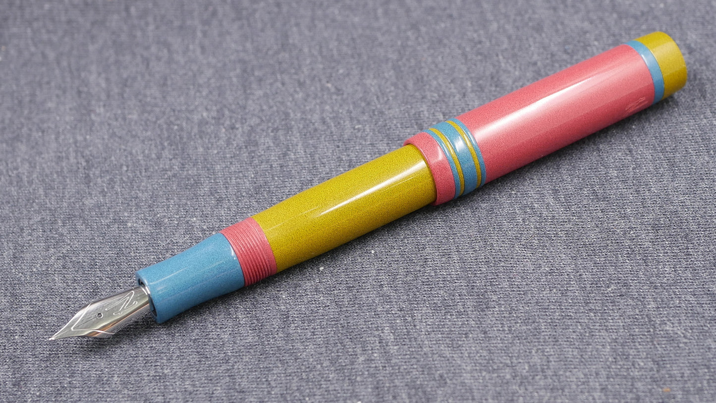 Knickerbocker - Medium - Nikko Cherry, Yellow, Light Blue ebonites - #6 nib