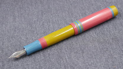 Knickerbocker - Medium - Nikko Cherry, Yellow, Light Blue ebonites - #6 nib