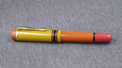 Knickerbocker - Medium - Nikko Red, Yellow, Orange, black ebonites - #6 nib
