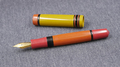 Knickerbocker - Medium - Nikko Red, Yellow, Orange, black ebonites - #6 nib