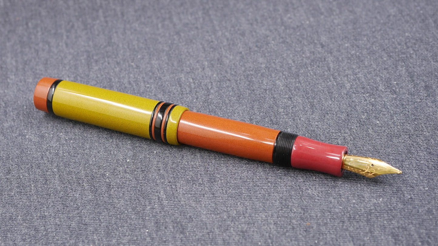 Knickerbocker - Medium - Nikko Red, Yellow, Orange, black ebonites - #6 nib
