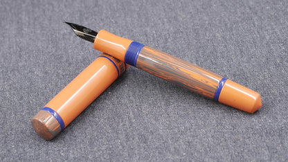 Knickerbocker - Medium - NYH Blue Orange ripple and Pale Orange ebonites - #6 nib