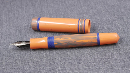 Knickerbocker - Medium - NYH Blue Orange ripple and Pale Orange ebonites - #6 nib