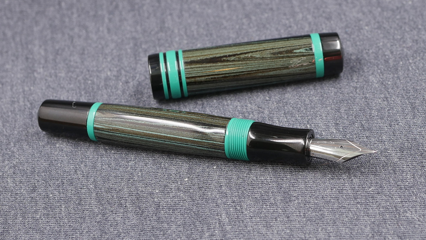 Knickerbocker - Medium - NYH Teal ripple and teal ebonites - #6 nib