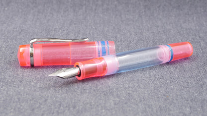 Knickerbocker - Medium - Clear Pink and Blue acrylics - polished clear internals - Jowo #6 nib