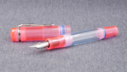 Knickerbocker - Medium - Clear Pink and Blue acrylics - polished clear internals - Jowo #6 nib