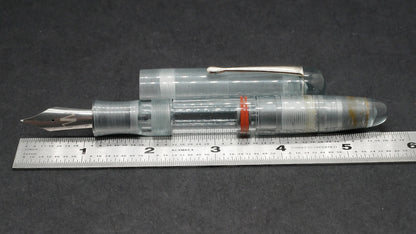 Sumpter - Large - Clear gray acrylic - clip - piston - #8 nib