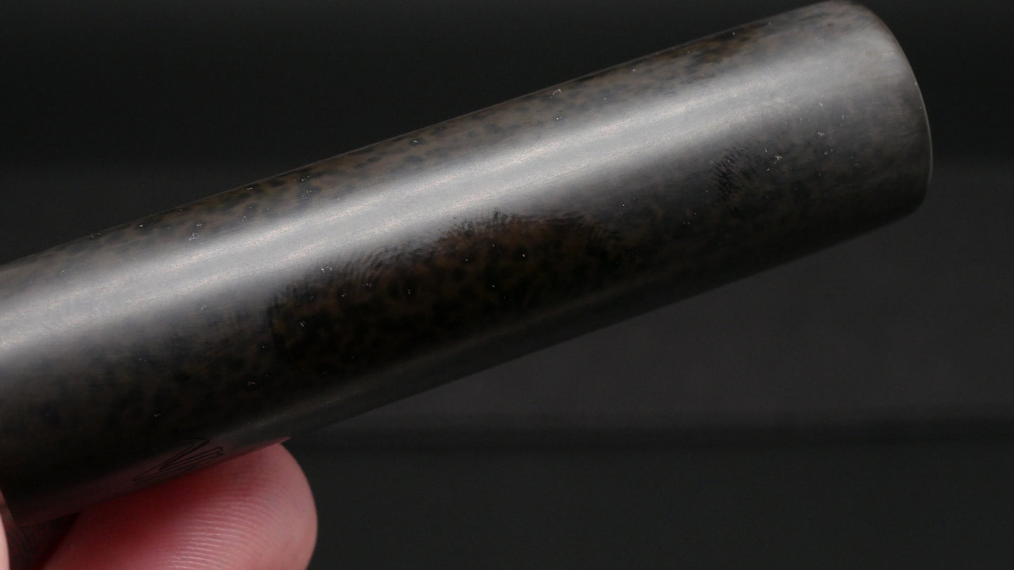 Orville - Large - Leopard spotted black ebonite, clear gray acrylic - piston - #6 nib