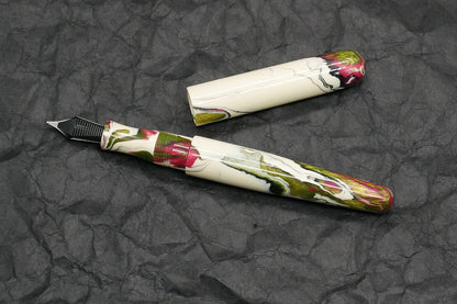 Majestic - Small - Carolina Pen Co Ivory Roses resin - feb21-1 - #6 nib