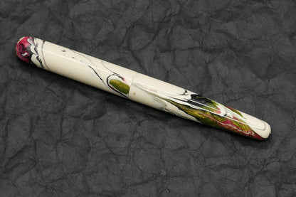 Majestic - Small - Carolina Pen Co Ivory Roses resin - feb21-1 - #6 nib