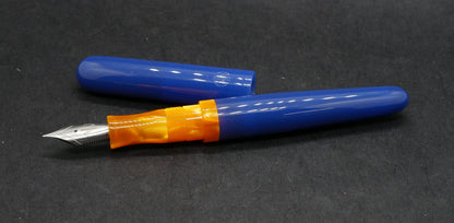 Majestic -Small – Solid blue and orange swirl acrylics - #6 nib