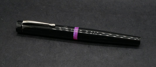 Moody -Small – Solid black and D squared Glowstix resin - #6 nib - clip