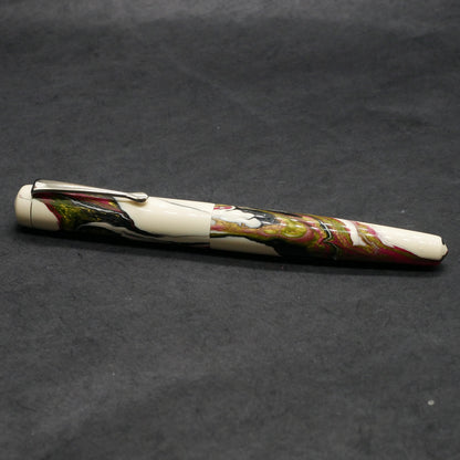 Moody -Small – Carolina Pen Co Ivory roses resin - #6 nib - clip - #2