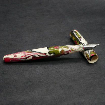 Moody -Small – Carolina Pen Co Ivory roses resin - #6 nib - clip - #1