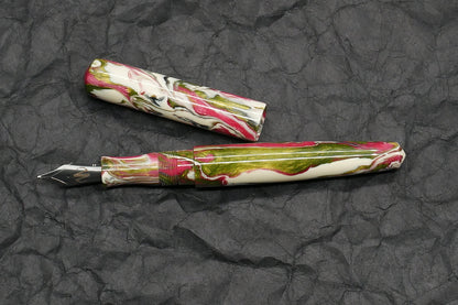 Moody - Small – Carolina Pen Co Ivory Roses resin - Feb21-1 - #6 nib