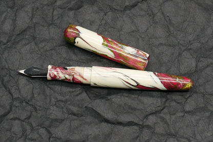 Moody - Small – Carolina Pen Co Ivory Roses resin - Feb21-2 - #6 nib