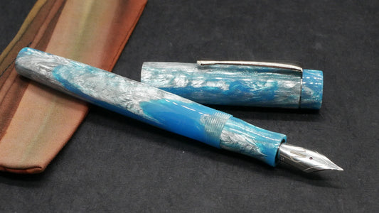 Orville - small - Motor City Pen Co Sterling Blue resin - clip - #6 nib