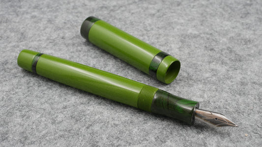 Orville - Medium - Nikko Light Green & Green Marble ebonite - optional clip - Jowo #6 nib
