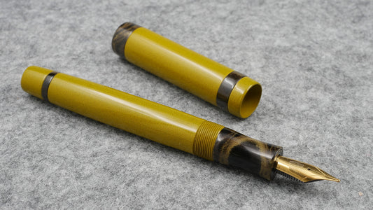 Orville - Medium - Nikko Yellow and SEM Yellow Marble ebonite - optional clip - Jowo #6 nib