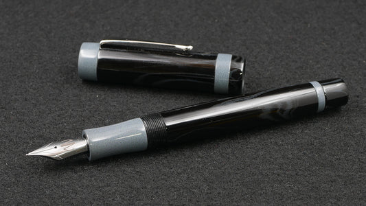 Orville - Medium - SEM Dark Gray and Nikko Gray ebonite - clip - Jowo #6 nib