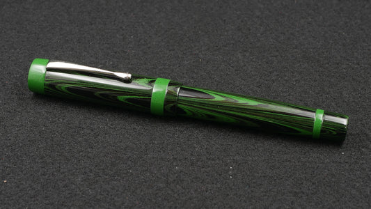 Orville - Medium - Nikko ripple and solid Light Green ebonite - clip - Jowo #6 nib