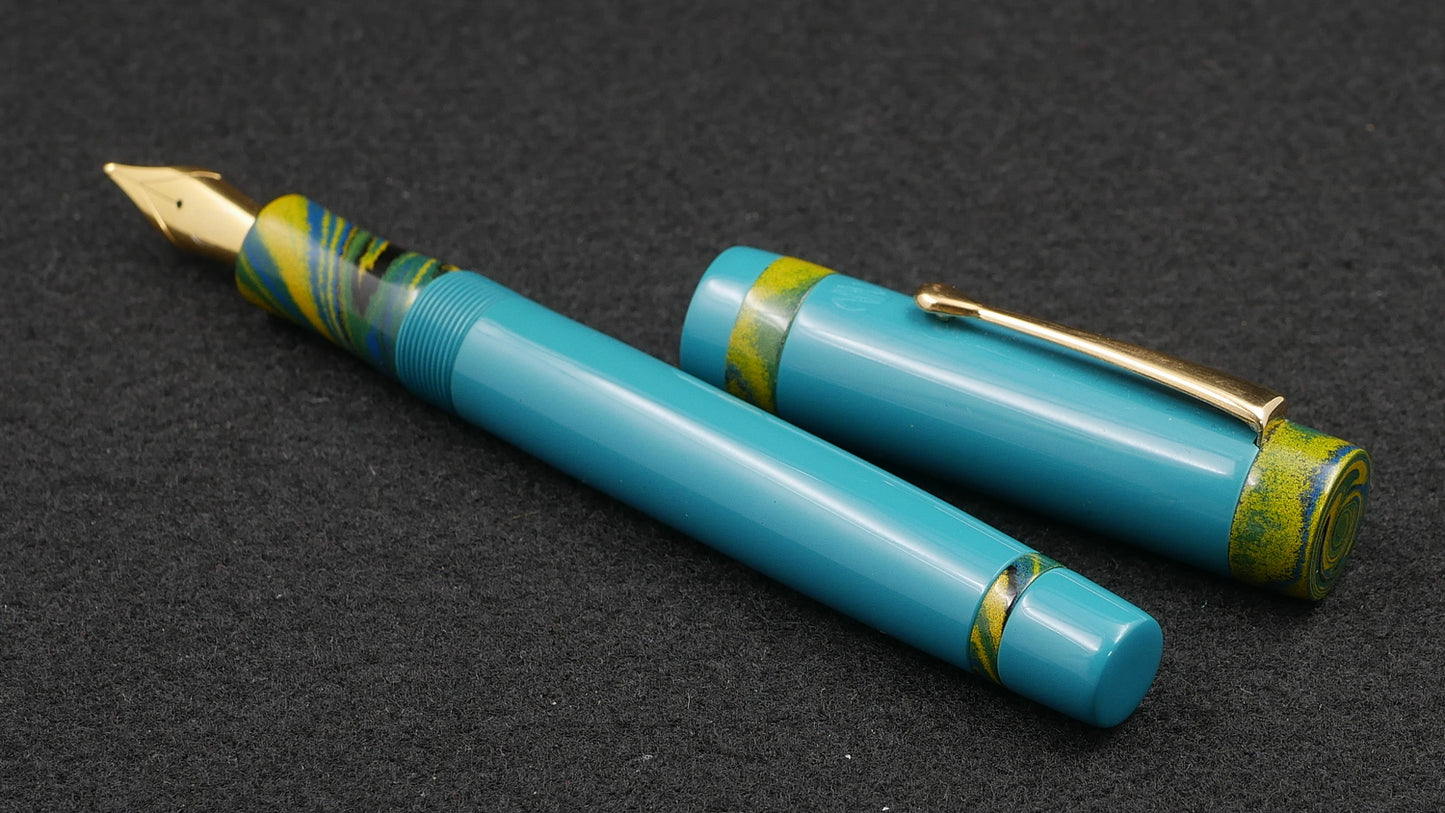 Orville - Medium - SEM Petrol blue & Nikko Tropics ebonite - clip - Jowo #6 nib