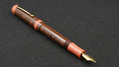 Orville - Medium - Nikko 3 ripple Vintage Orange & solid Orange ebonite - clip - Jowo #6 nib