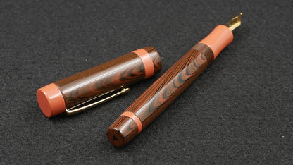 Orville - Medium - Nikko 3 ripple Vintage Orange & solid Orange ebonite - clip - Jowo #6 nib