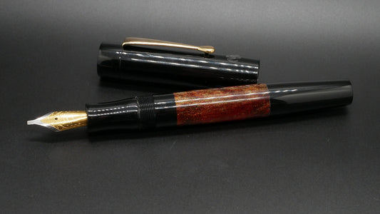 Orville - medium - Black acrylic & Brooks Japanese Autumn, doublet - clip - Jowo #6 nib