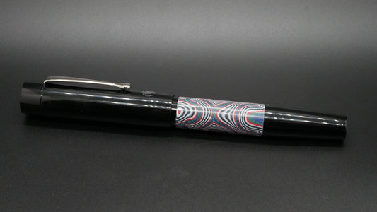 Orville - medium - Black acrylic & Crazy Fiber Blue, doublet - clip - Jowo #6 nib