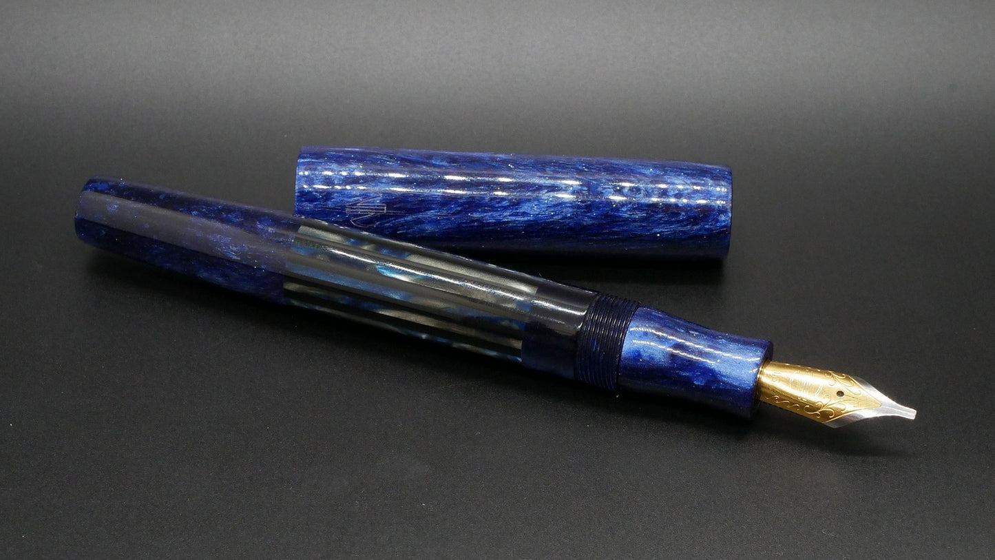 Orville - medium - CS blue star dust and Pinstripe acrylics, doublet -  Jowo #6 nib