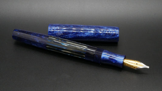 Orville - medium - CS blue star dust and Pinstripe acrylics, doublet -  Jowo #6 nib