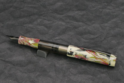 Orville - Medium - Carolina Pen Co Ivory roses - clip - piston - #6 nib