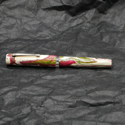 Orville - medium - Carolina Pen Co Ivory Roses resin - piston - clip - Jowo #6 nib