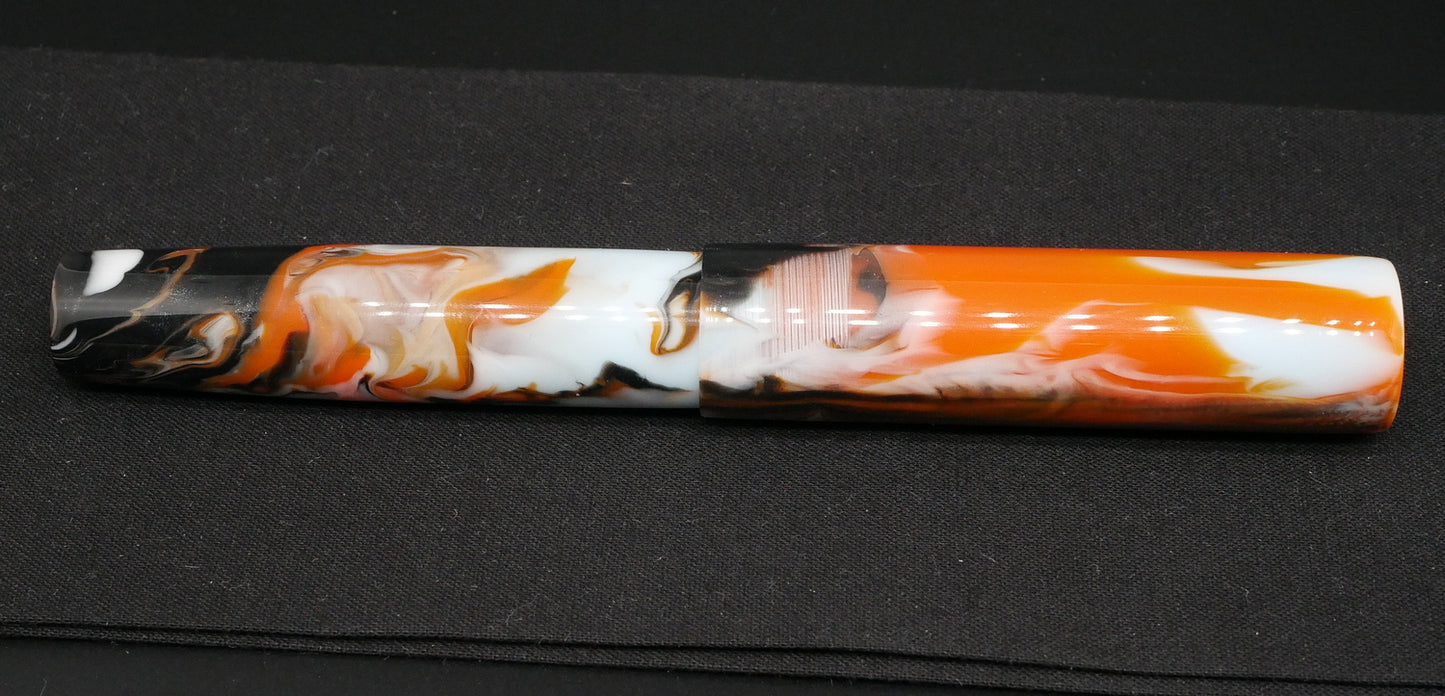 Orville - oversize - Pens By Pasquale orange resin - #6 nib