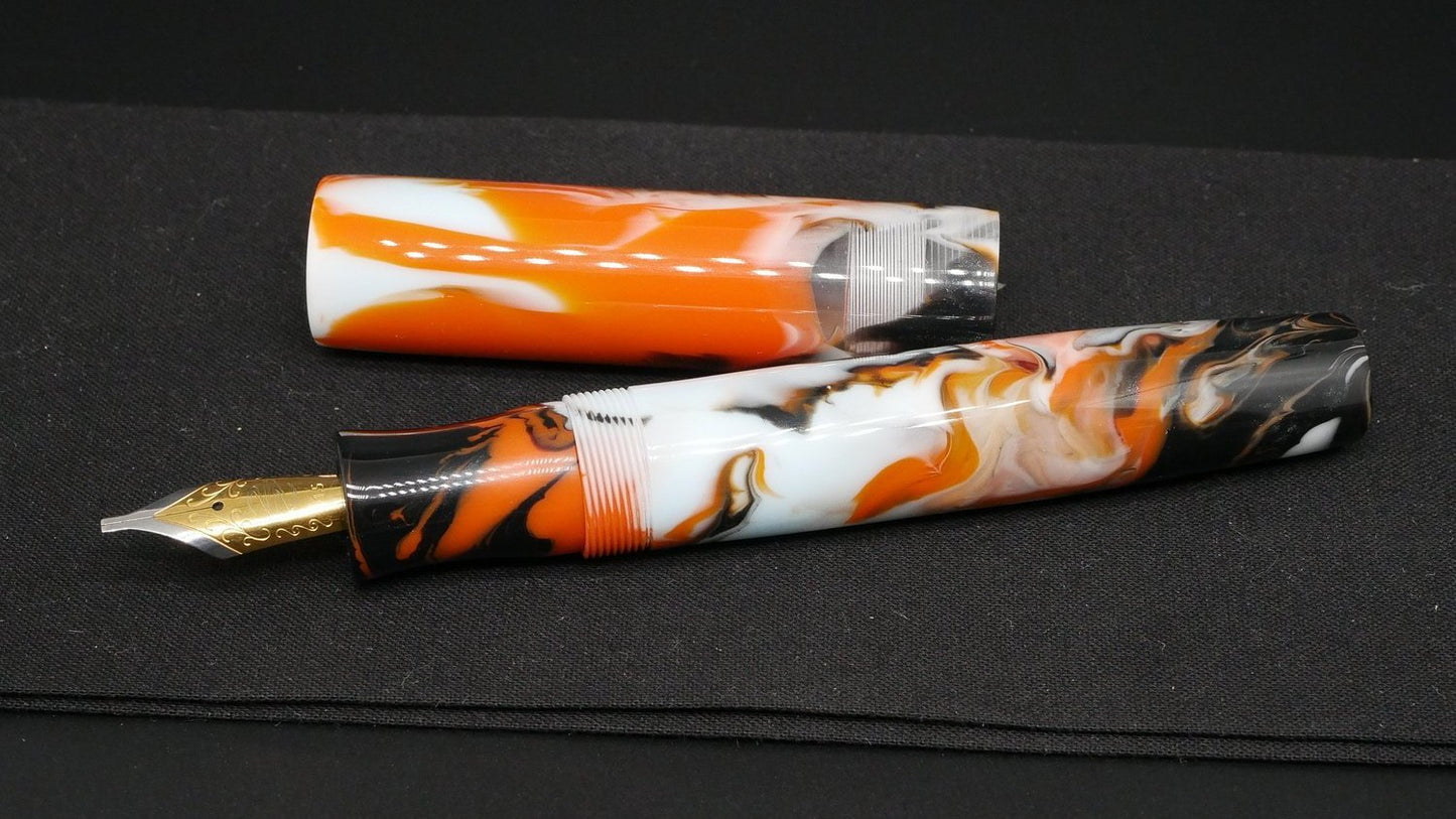 Orville - oversize - Pens By Pasquale orange resin - #6 nib