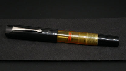 Orville - Large - Black and amber ultem - clip - piston - #6 nib