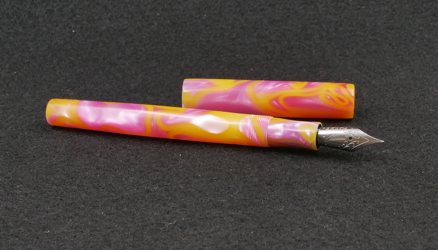 Orville - slim - Pink and Yellow Swirl acrylic - #6 nib