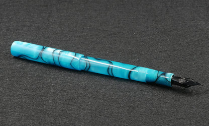 Orville - slim - Teal & black swirls acrylic - #6 nib