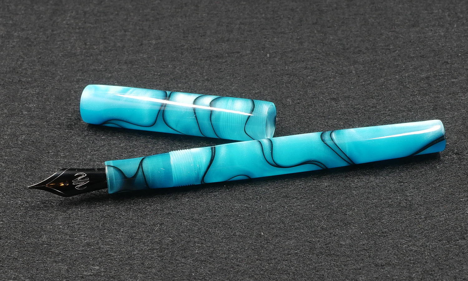 Orville - slim - Teal & black swirls acrylic - #6 nib