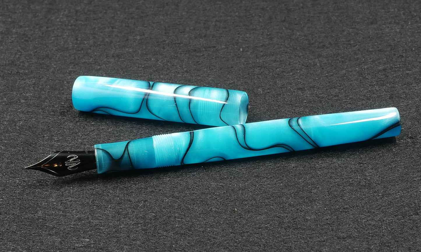 Orville - slim - Teal & black swirls acrylic - #6 nib