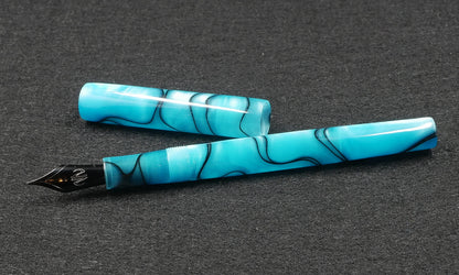 Orville - slim - Teal & black swirls acrylic - #6 nib