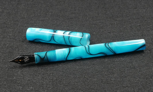 Orville - slim - Teal & black swirls acrylic - #6 nib