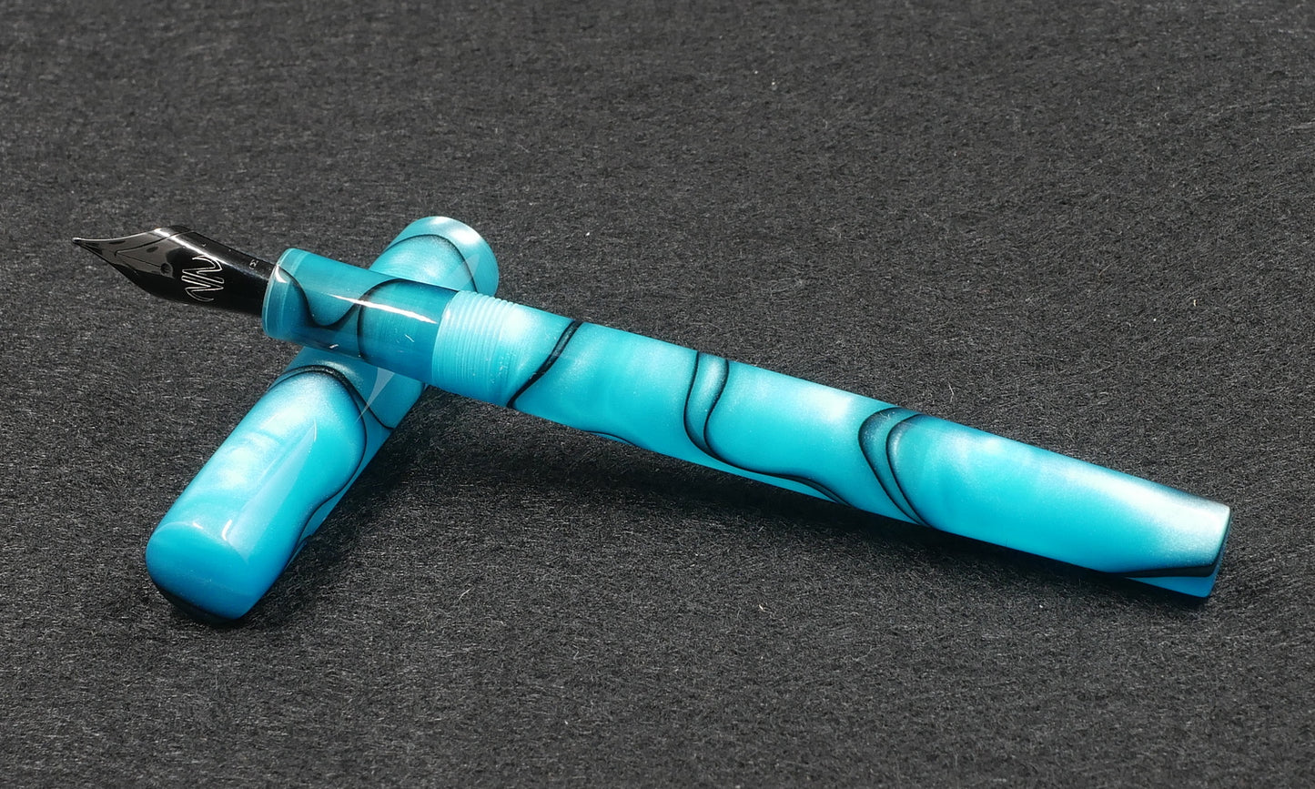 Orville - slim - Teal & black swirls acrylic - #6 nib