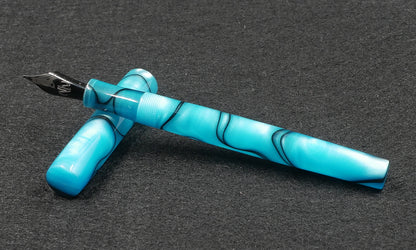 Orville - slim - Teal & black swirls acrylic - #6 nib
