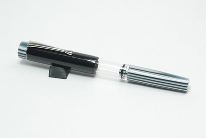 Orville - small - Solid Black and Black pinstripe acrylics - Jowo #6 - Syringe fill
