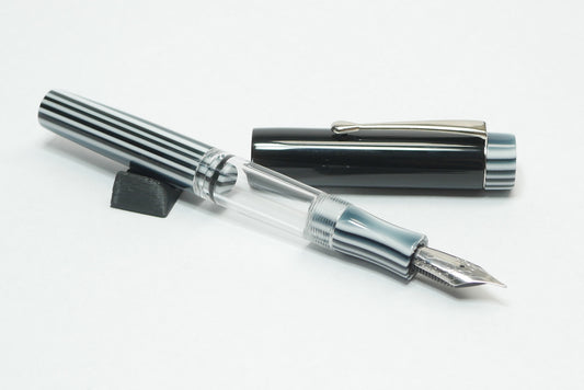 Orville - small - Solid Black and Black pinstripe acrylics - Jowo #6 - Syringe fill