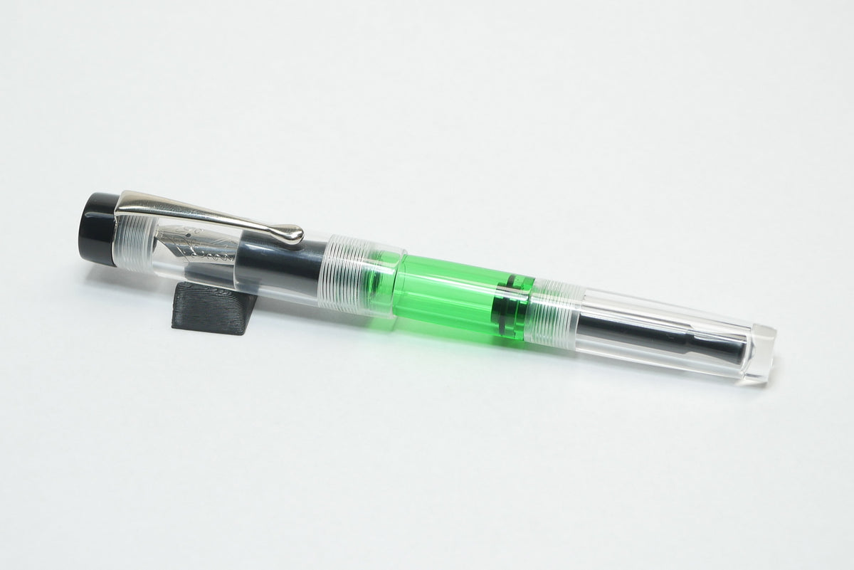 Orville - small - Solid Black, Clear, and Clear Green acrylics - Jowo #6 - Syringe fill