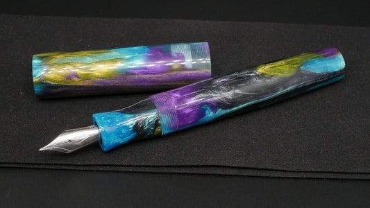 Orville - oversize - Pens By Pasquale Mardi Gras Style resin - #6 nib